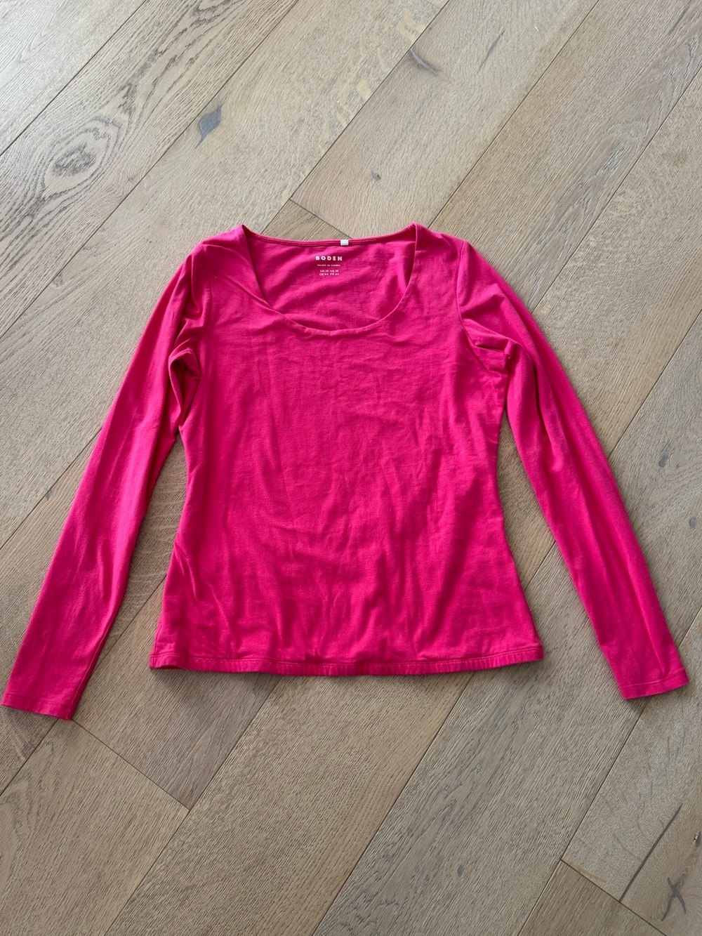 Boden Pink Double Layer Scoop Long Sleeve T-Shirt Size 12